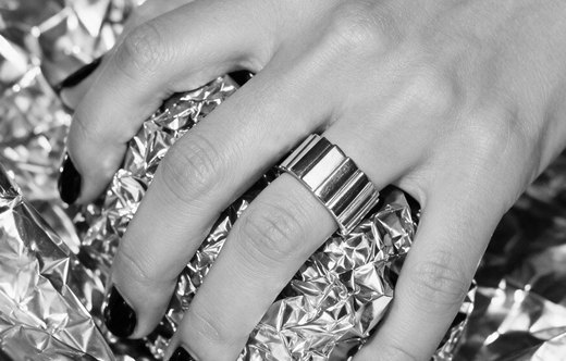 Signet ring on fruit