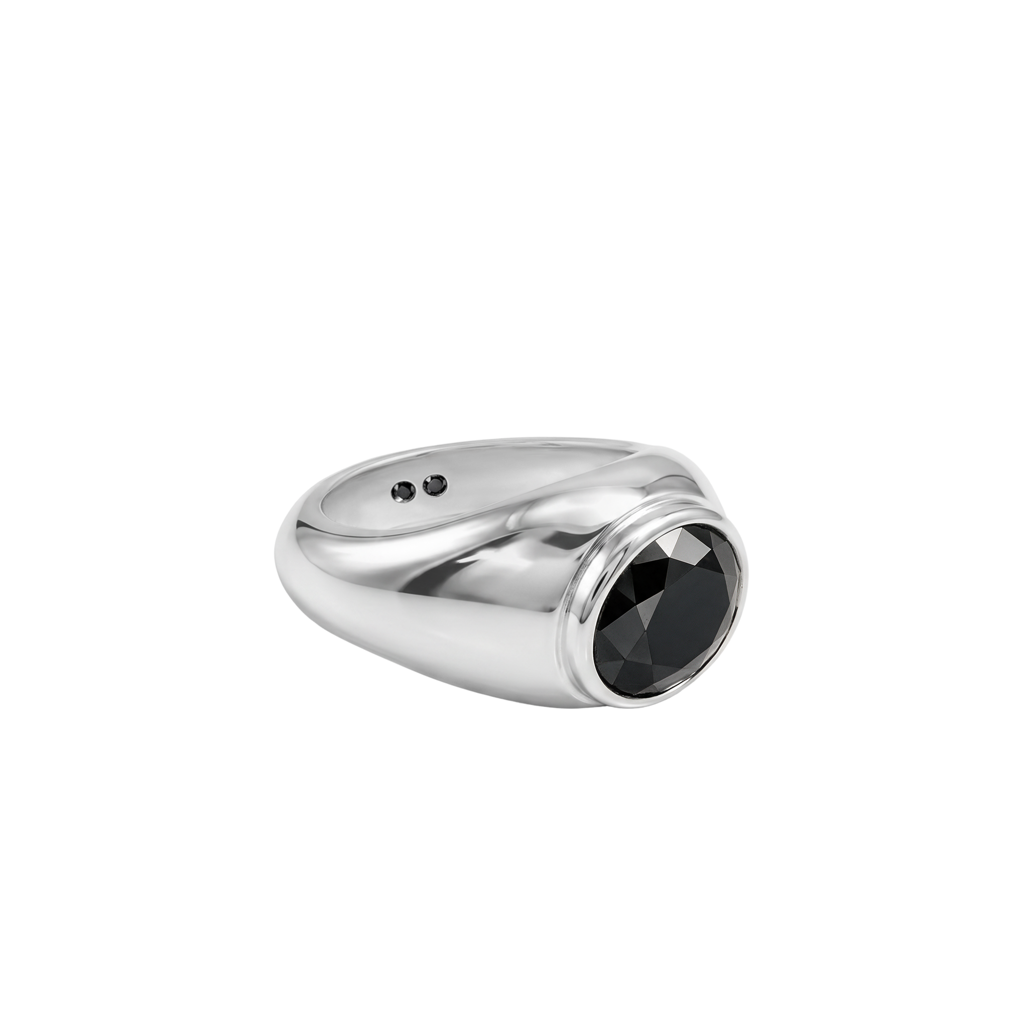 Signet Ring — smooth silver signet ring with a zircon stone